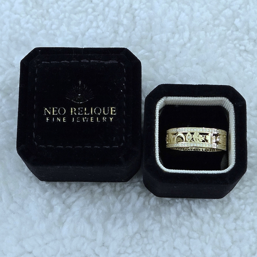 Neo Relique Gold💛 Double✌️ Band Ring💍 with Symbols - NIB - Picture 2 of 16